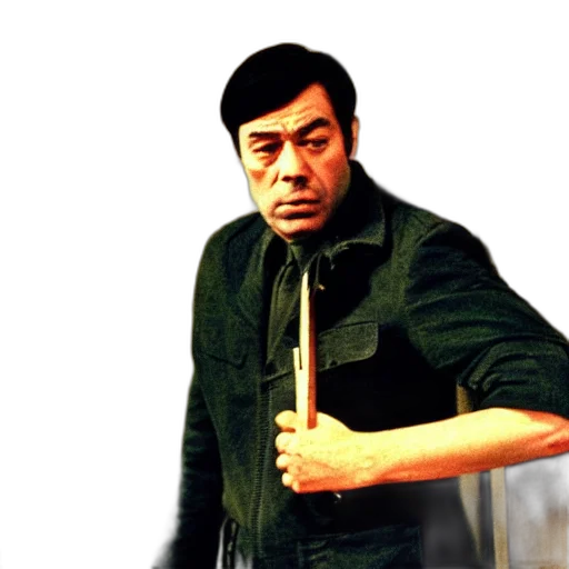 jacket, staff, weapon, photorealistic transparent PNG cut-out