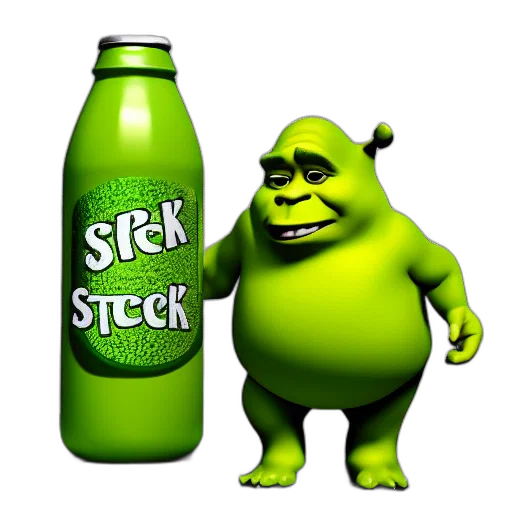 bottle, food, animal, creature, 3d render, concept art, photorealistic, green transparent PNG cut-out