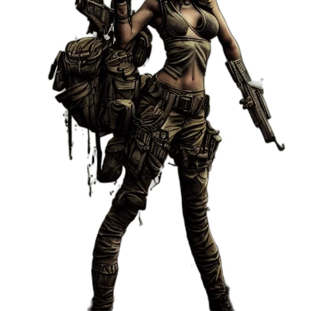 weapon, concept art, comic book art, fantasy art, pixel art, earth tones, full, body transparent PNG cut-out