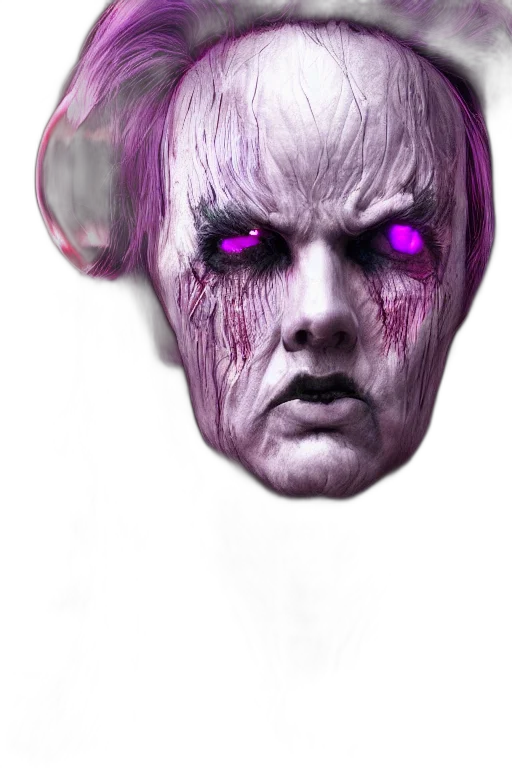 mask, face, creature, hair, cyberpunk, concept art, photorealistic, 3d render transparent PNG cut-out