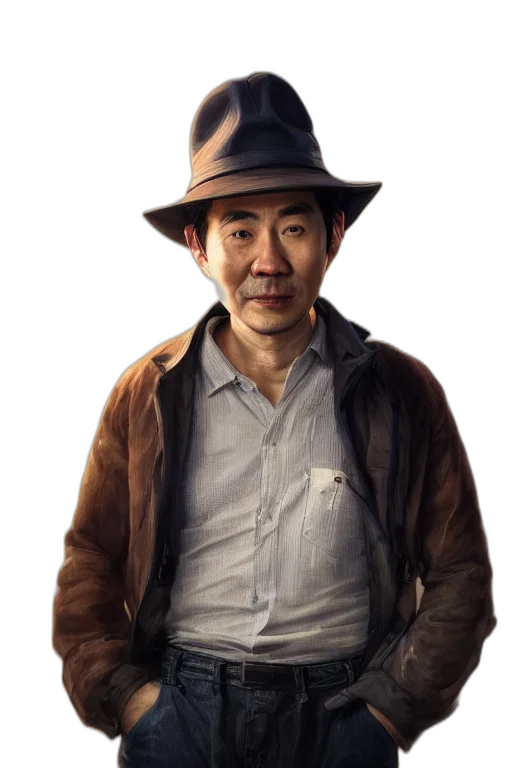 hat, staff, jacket, face transparent PNG cut-out