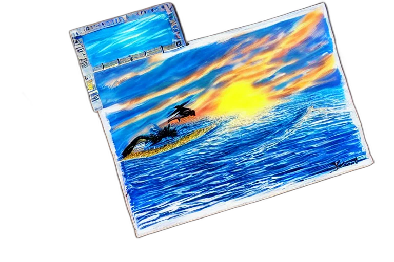 photorealistic, concept art, oil painting, pixel art, underwater, sunset, beach, fire transparent PNG cut-out