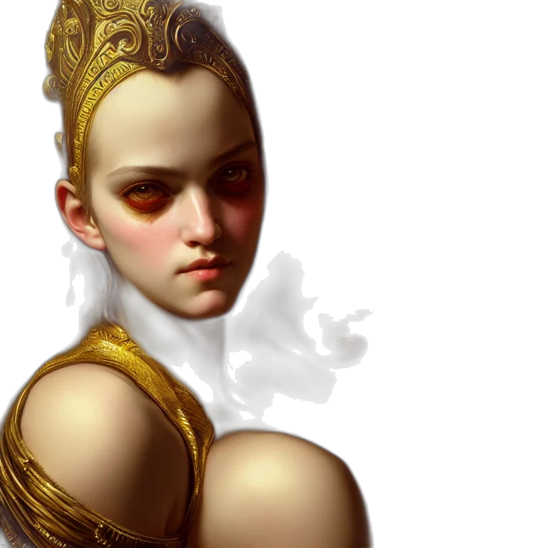 crown, face, jewelry, fantasy art, photorealistic, concept art, oil painting, golden transparent PNG cut-out