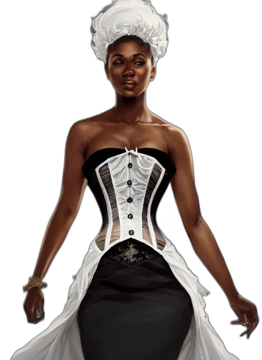 dress, concept art, fantasy art, comic book art, photorealistic, monochrome, cute, black transparent PNG cut-out