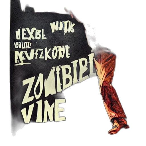 concept art, comic book art, old, film, poster, zombie, text, reads transparent PNG cut-out
