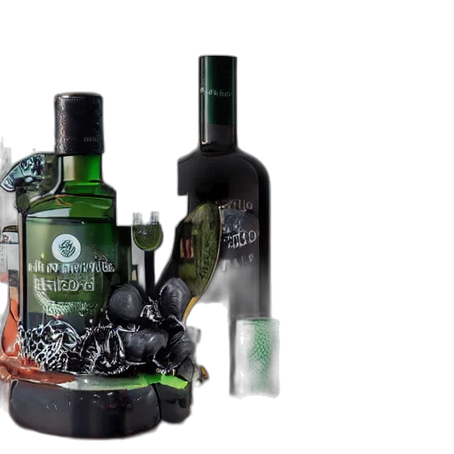 bottle, 3d render, liqueur, modern transparent PNG cut-out