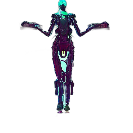 robot, staff, creature, weapon, cyberpunk, concept art, 3d render, pixel art transparent PNG cut-out