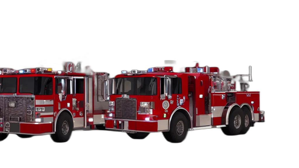 3d render, concept art, fire, firetruck, firestation, octane, render transparent PNG cut-out