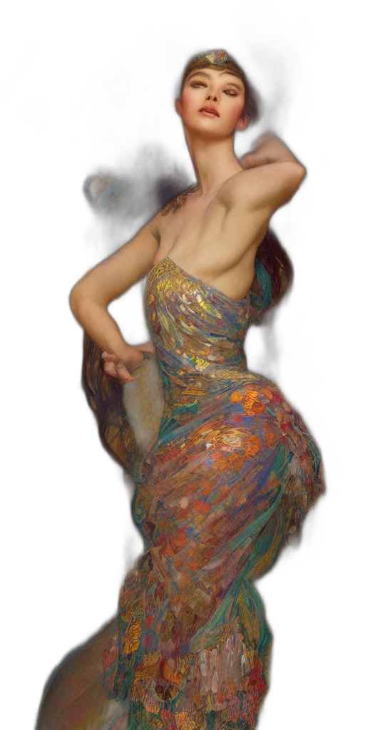 dress, dragon, face, staff transparent PNG cut-out