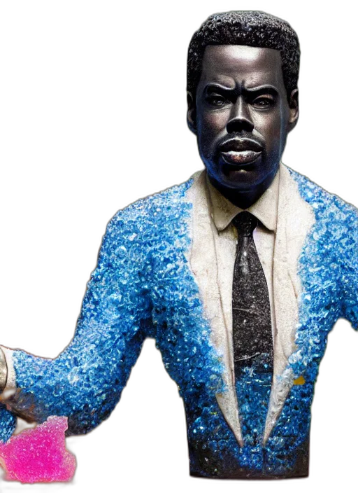 jacket, blue, bust, chris, rock, carved, out, crystalized transparent PNG cut-out