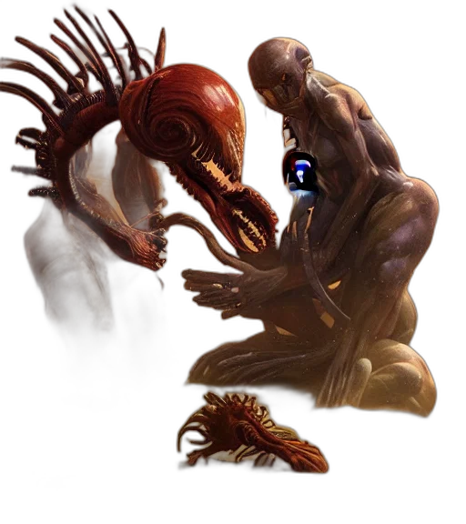 creature, animal, robot, concept art, fantasy art, 3d render, pixel art, outer space transparent PNG cut-out