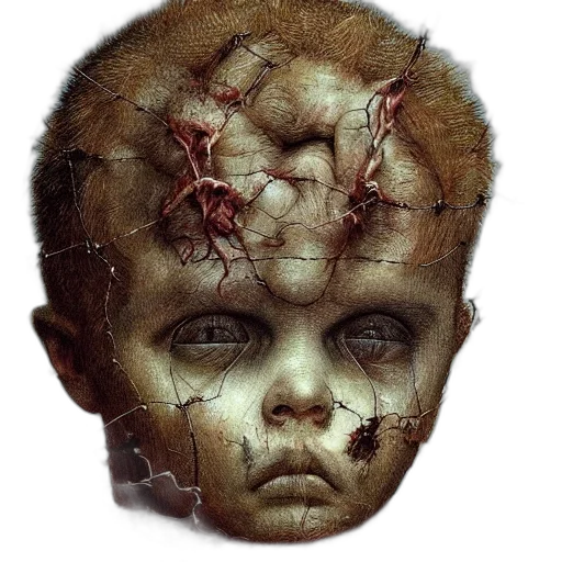 face, mask, creature, hair, concept art, photorealistic, 3d render, fantasy art transparent PNG cut-out