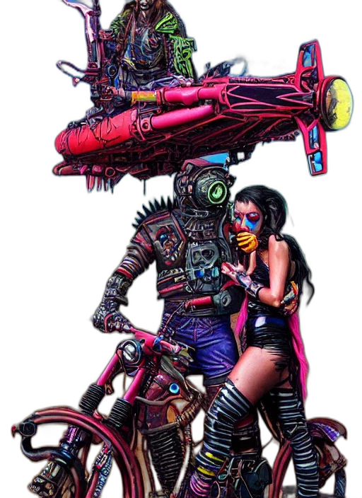 weapon, robot, cyberpunk, comic book art transparent PNG cut-out
