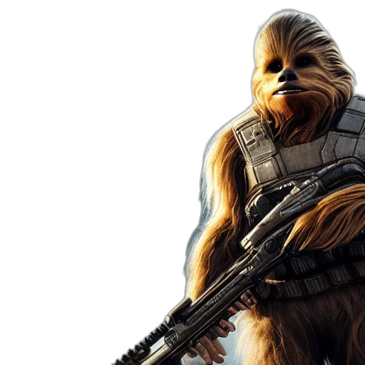 concept art, photorealistic, chewbacca, gears transparent PNG cut-out