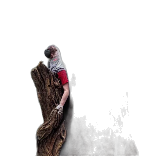 dress, tree, creature, staff transparent PNG cut-out