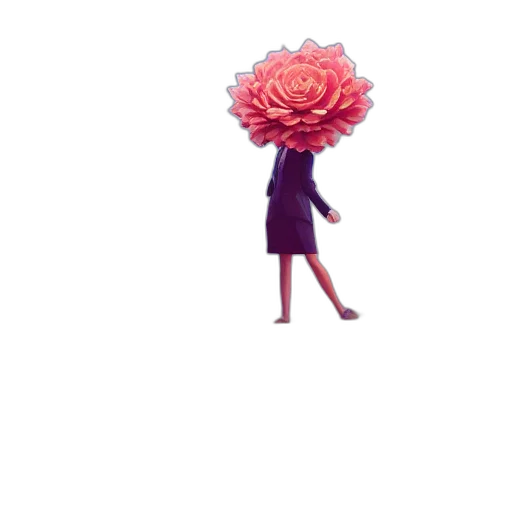 flower, umbrella, dress, crown, pixel art, concept art, 3d render, vaporwave transparent PNG cut-out