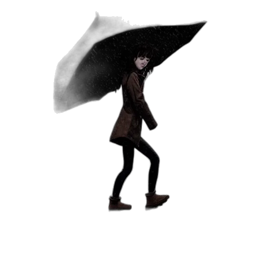 umbrella, hat, jacket, creature transparent PNG cut-out