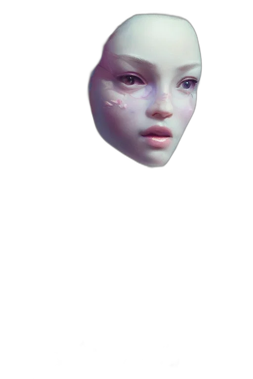 face, mask, robot, creature, vaporwave, 3d render, concept art, fantasy art transparent PNG cut-out