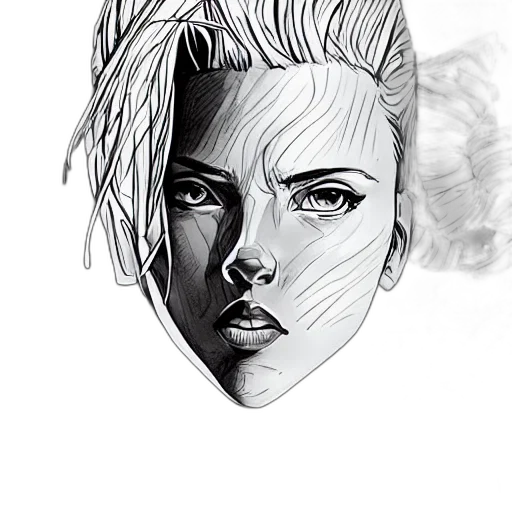 face, mask, hair, jacket, photorealistic, pencil sketch, comic book art, concept art transparent PNG cut-out