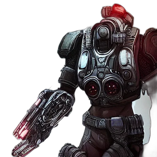 robot, weapon, concept art, 3d render transparent PNG cut-out