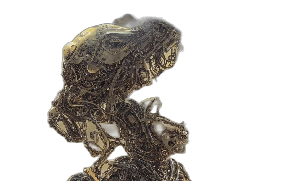 robot, creature, dragon, mask, 3d render, concept art, outer space, perfectly transparent PNG cut-out