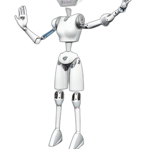 robot, staff, 3d render, concept art, cartoon, anthropomorphic, white, female transparent PNG cut-out