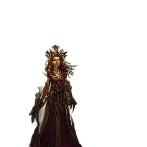 dress, staff, crown, concept art transparent PNG cut-out