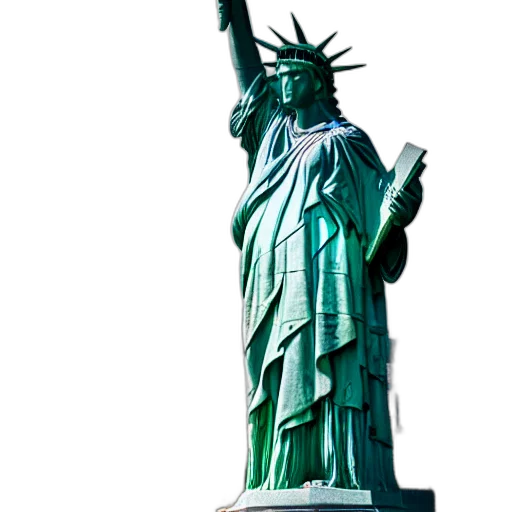 3d render, statue, liberty, real transparent PNG cut-out