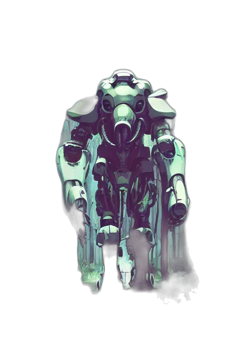 robot, weapon, creature, jacket, concept art, cyberpunk, pixel art, fantasy art transparent PNG cut-out