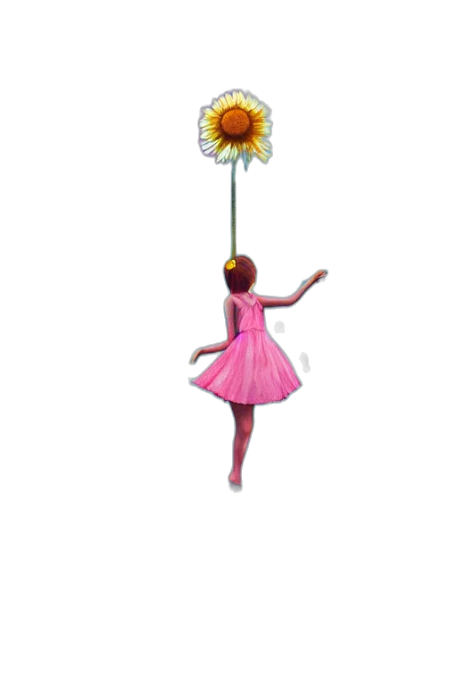 flower, staff, umbrella, dress, concept art, 3d render, pixel art, fantasy art transparent PNG cut-out