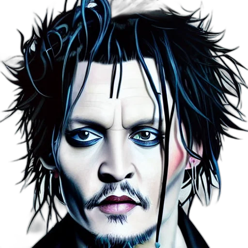 face, cartoon, comic book art, photorealistic, fantasy art, portrait, johnny, depp transparent PNG cut-out