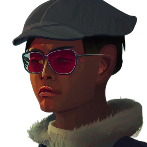 jacket, face, hat, staff transparent PNG cut-out