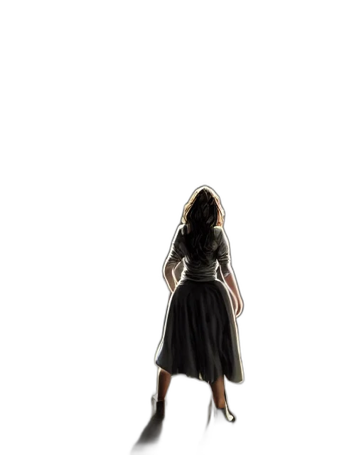 dress, staff, shoes, hair transparent PNG cut-out