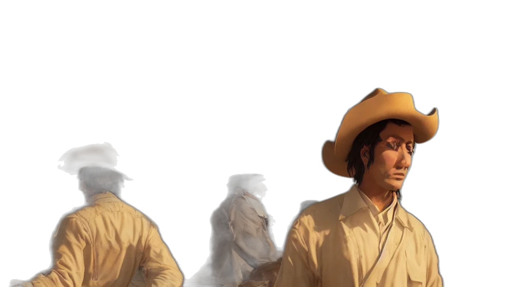 hat, hair, concept art, photorealistic, oil painting, 3d render, fire, sunset transparent PNG cut-out