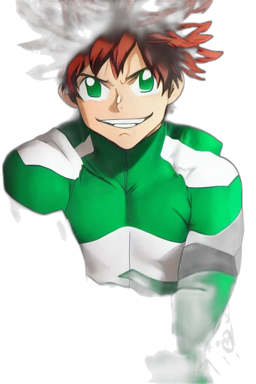 robot, anime, cartoon, pixel art, 3d render, green, photo, izuku transparent PNG cut-out