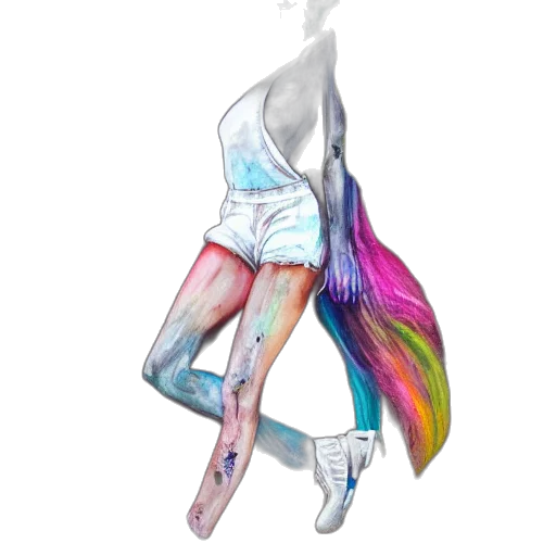 dress, hair, staff, creature, concept art, vaporwave, pixel art, watercolor transparent PNG cut-out
