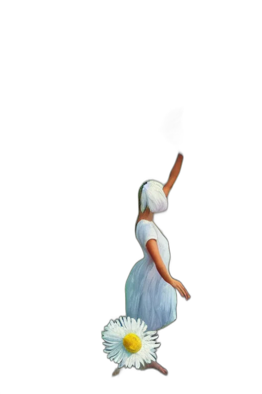 dress, staff, hair, creature transparent PNG cut-out