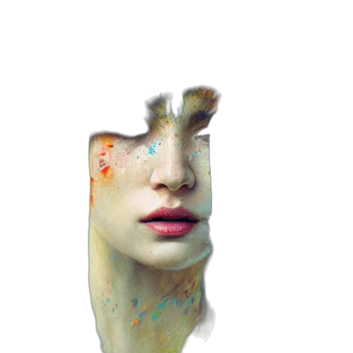 face, mask, creature, robot, photorealistic, 3d render, concept art, watercolor transparent PNG cut-out