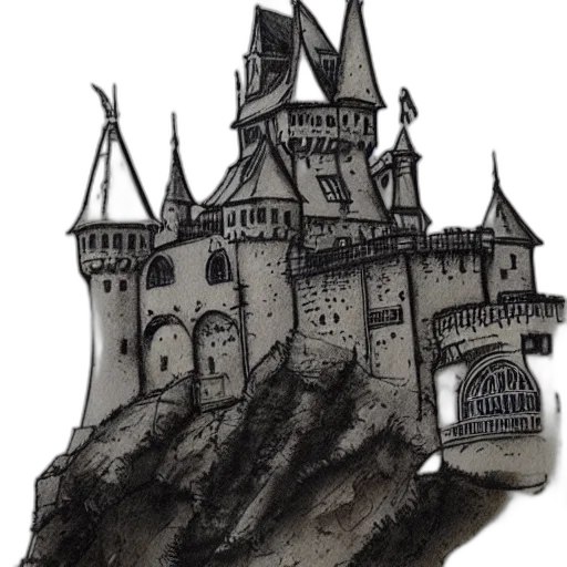 crown, building, concept art, fantasy art, 3d render, watercolor, fog, beautiful transparent PNG cut-out
