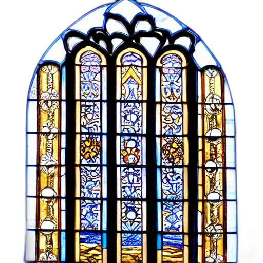 blue, stained, glass, window, fancy, portal, design transparent PNG cut-out