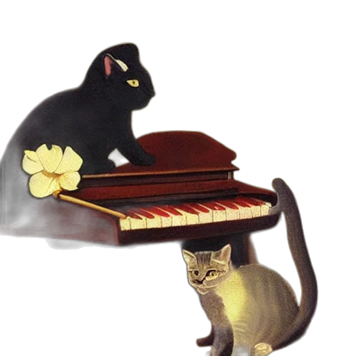 furniture, photorealistic, concept art, 3d render, oil painting, fire, cat, playing transparent PNG cut-out