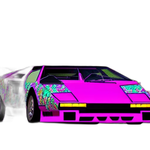 car, weapon, vaporwave, 3d render, concept art, pixel art, neon, pastel transparent PNG cut-out