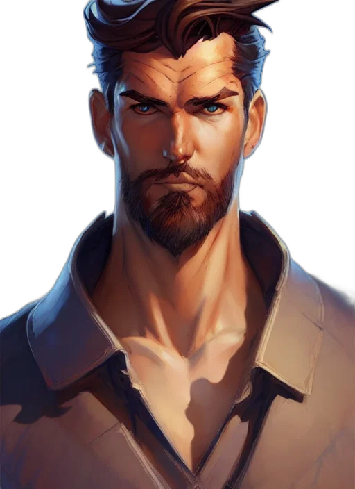 face, staff, concept art, comic book art, fantasy art, cyberpunk, golden, blue transparent PNG cut-out