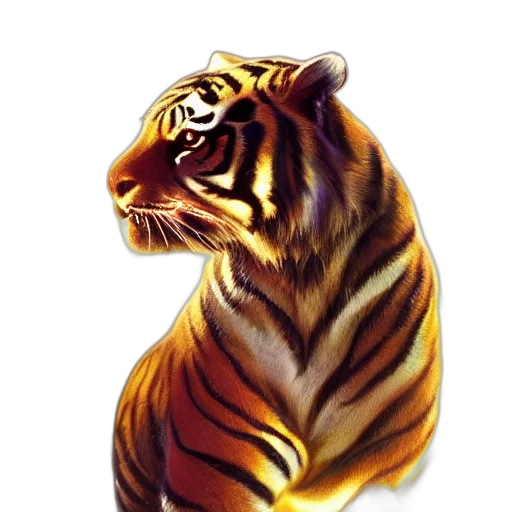 animal, creature, photorealistic, watercolor, oil painting, fantasy art, golden, tiger transparent PNG cut-out