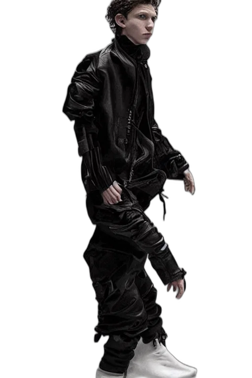 jacket, staff, mask, creature, cyberpunk, concept art, photorealistic, 3d render transparent PNG cut-out
