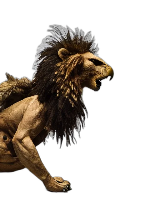 animal, hair, crown, creature, photorealistic, 3d render, concept art, fantasy art transparent PNG cut-out