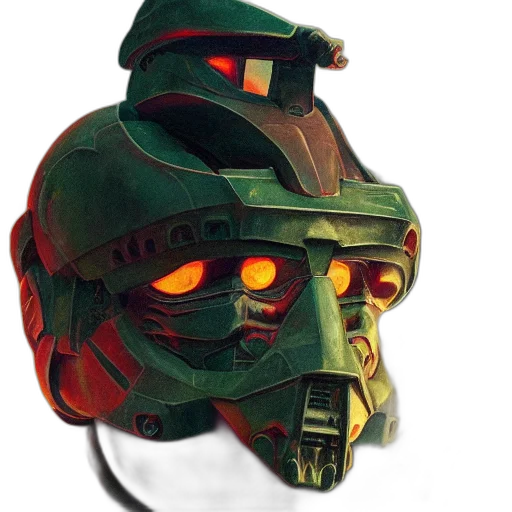 mask, robot, face, weapon, concept art, cyberpunk, 3d render, pixel art transparent PNG cut-out