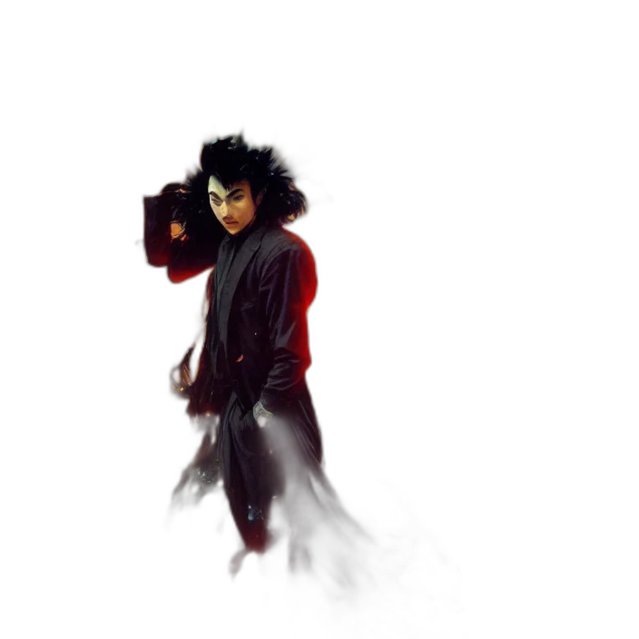 jacket, creature, mask, weapon transparent PNG cut-out