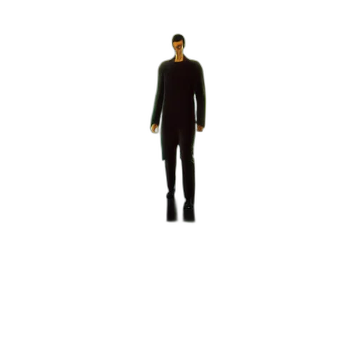 jacket, staff, robot, creature transparent PNG cut-out