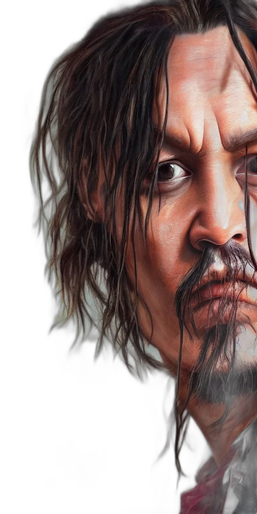 face, photorealistic, oil painting, watercolor transparent PNG cut-out